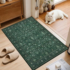 2x3 Area Rugs Living Room Rug: Washable Vintage Distressed Floral Rug No Slip Stain Resistant Soft Carpet Indoor Large Carpets for Bedroom Dining Room Farmhouse Nursery Hallway Home Office Deep Green