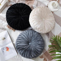 Round Throw Pillows Decorative Pleated Throw Pillows 15'' Diameter Accent Pumpkin Boho Chair Cushion for Couch Sofa Home Decoration(Black, White, Gray,3 Pcs)