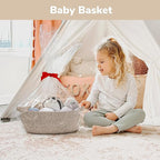 CHICVITA Storage Basket for Gifts, Small Gift Basket for Nursery Toy Organizer, Decorative Cotton Rope Baskets with Handles for Shelves, Closet, 13 x 9.8 x 5 inches, Brown
