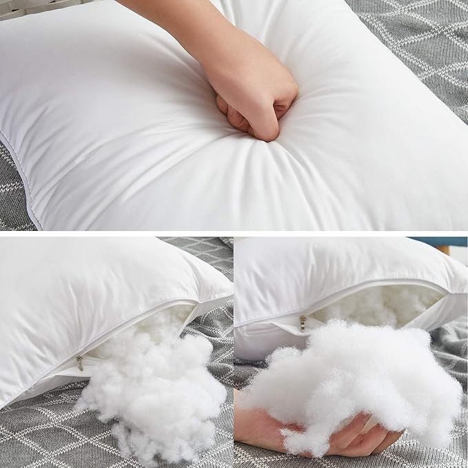 Oubonun 20 x 20 Throw Pillow Inserts (Set of 2) with 100% Cotton Cover - 20 Inch Square Interior Decorative Sofa Pillow Insert Pair - White Couch Pillow