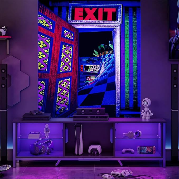 3D Exit Blacklight Tapestry Wall Decor for Men Bedroom, Trippy 3D Illusion Glow in the Dark Wall Hanging Backdrop for Men Guys Game Room, UV Reactive 3D Poster for Living Room Dorm 60x79 Inches