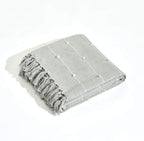 Lush Decor Boho Tufted Cotton Woven Tassel Fringe Throw Blanket Single 50" W x 60" L Light Gray - Gray Throw Blankets for Bed - Boho Couch Blankets
