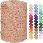 Cotton Macrame Cord 3mm 328yards Natural Colored Macrame Supplies, Soft Craft Cotton Rope for Plant Hanger Wall Hanger Dreamcatcher (Salmon)