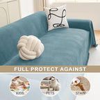 hyha Couch Cover for Dogs, Boho Sofa Covers for 3 Cushion Couch Washable, Chenille Sofa Slipcover for Pets, Soft Loveseat Sectional Couch Throw Blankets with Tassels (Blue, 88.5x150 Inch)