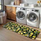 MAYHMYO Lemon Kitchen Mat Set of 2 - Anti Fatigue Mats for Kitchen Floor - Non Slip Cushioned Rugs for Standing - Lemon Decor (17.3"×29"+17.3"×47"-0.4") Black