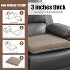 HOMBYS Tufted Furry Recliner Seat Cushion for Elderly Foam Curved Edge Large Square Seat Cushion for Recliner Chair, Floor Pillow, Office Chair, Car, No Pressure on Thighs(Brown)