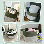 INDRESSME INDRSSME Large Laundry Storage Basket, 21.7 x13. 8 - Decorative Rope Blanket Basket for Organizing Bedroom, Living Room, Nursery, Toy Storage for Colthes Towel, Empty Gift Baskets -Green