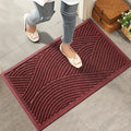 Sturdy Front Door Mat, Absorbent Muddy Dirt Resist Welcome Door Mats Outdoor Indoor, Stain and Fade Resistant, Non-Slip Backing Entry Mat Low Profile Doormat for Entryway, 29×17, Red