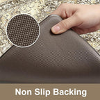 KIMODE Anti Fatigue Kitchen Mats for Floor, Boho Kitchen Rugs Sets of 2, Cushioned Kitchen Floor Mats, Comfort Standing Mat for Sink Laundry Office Desk Brown 17"x59"+17"x29"