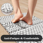 KIMODE Anti Fatigue Kitchen Mats, Padded Kitchen Floor Mats 24"x71", Boho Farmhouse Kitchen Runner Rugs, Black and White Rugs for Kitchen Floor, Cushioned Standing Mat for Laundry Office Sink Desk