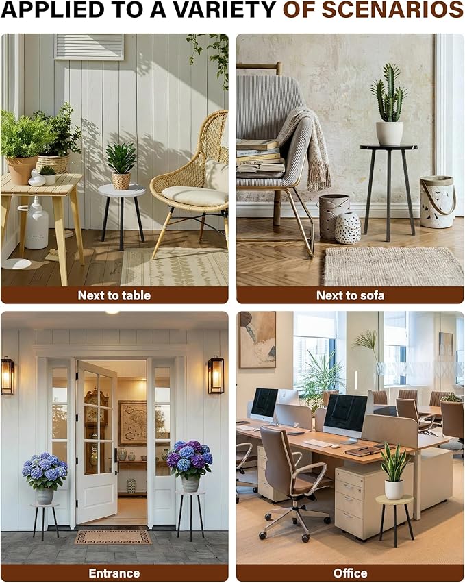 Plant Stand Indoor Tall: Corner Wood Plant Stand 2 Pack Mid Century Modern Decor - Small Round Plant Table for Indoor Plants - Outdoor Plant Holder for Patio Living Room Bathroom Office (Black Marble)