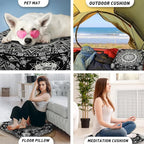 Mandala Meditation Cushion, Boho Meditation Mat, Meditation Pillows for Sitting on Floor, Cushions for Sitting in Home and Outdoor, Square Floor Pillow Cushion Seating for Yoga Accessories 22'' X 22''