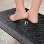 HappyTrends Kitchen Floor Mat - 4/5 Inch Thick Anti-Fatigue Kitchen Rug,Waterproof Non-Slip Kitchen Mats and Rugs Heavy Duty Ergonomic Comfort Rug for Kitchen,Office,Sink,Laundry,(17.3" x 28", Black)