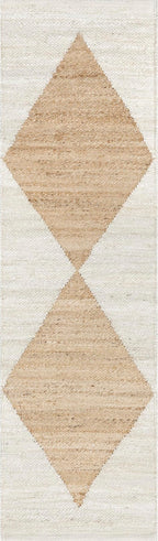 nuLOOM Pandora Diamond Jute Area Rug - 2x8 Jute Runner, Global Inspired Ivory Rug for Dining Room, Living Room, Entryway, Hallway, Kitchen