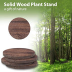 8 Inch Plant Stand, Small Floor Indoor Plant Stand, Mid Century Wood Planter Stand with Metal Legs, Round Modern Plant Stool for Indoor Outdoor Flower Pots, Brown