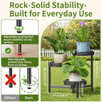 Metal Plant Stand Indoor Outdoor, 3 Tier Corner Tall Plant Shelf for Multiple Plants, Tiered Plant Stand, Heavy Duty Flower Plant Holder, Folding Tall Rack for Garden Patio Lawn Balcony - BlackWave