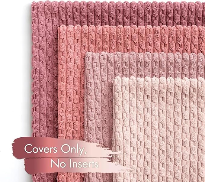 MIULEE Aesthetic Pink Decorative Throw Pillow Covers for Couch Living Room 20x20 Inch Set of 4 Cute Soft Cushion Covers Corduroy Pillowcases Spring Coquette Room Decor for Bed Sofa Room, Blush Rose