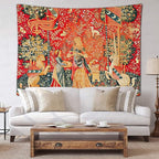 FEASRT Medieval Maiden Tapestry, 60x40 Inches Soft Flannelette, Lady and Unicorn for Living Room Bedroom Dorm