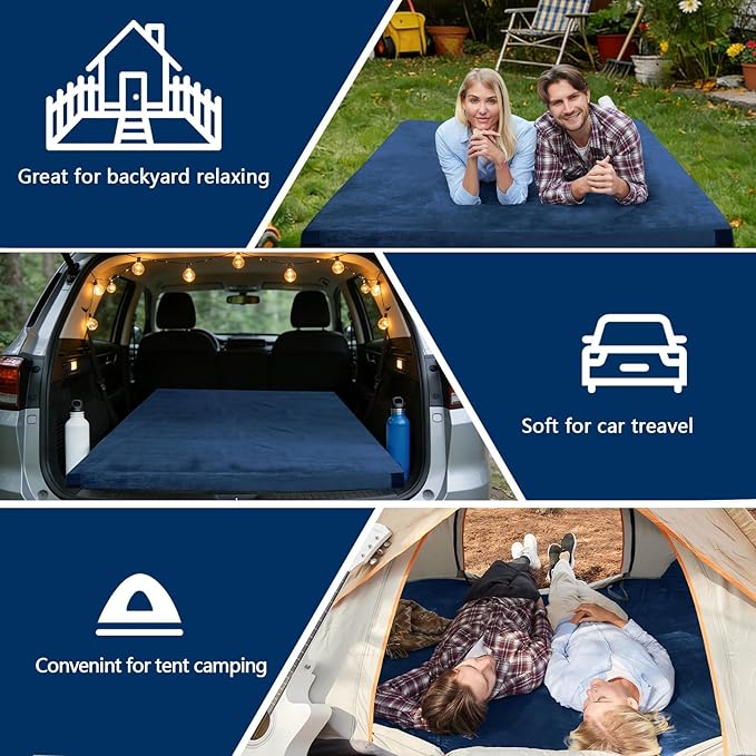 CYMULA Memory Foam Camping Mattress Pad, CertiPUR-US Sleeping Mat, Portable Roll Up Mattress for Adults, Camping Bed Pads for Sleepover, Car Bed with Travel Bag