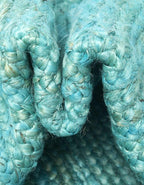 Unique Loom Braided Jute Collection Area Rug - Dhaka (7' 1" x 10' Rectangle, Turquoise)