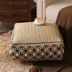 SUTAVIA Pouf Cover Ottoman Unstuffed Pouf Seat Footrest Decorative Storage Bean Bag Floor Chair for Home Decor Living Room Bedroom (Linen Decor, Square, 20" D x 20" W x 8" H)