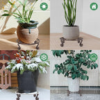 Yimobra 4 Pack Plant Stand for Flower Pot Heavy Duty Potted Holder Indoor Outdoor Metal Rustproof Iron Garden Container Round Supports Rack for Planter (4PC Brown 10.24 x 2.36 IN)