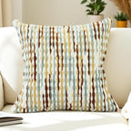 Boho Chenille Striped Pillow Cover 18x18 Inch, Decorative Pillow Cover for Couch Bed Sofa Living Room Bedroom Farmhouse Modern Home Decor Accent Pillowcases Set of 1, Multicolor