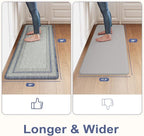 KIMODE Anti Fatigue Kitchen Mat, Cushioned Boho Oriental Kitchen Runner, Non Slip Waterproof Kitchen Mat for Floor, Comfort Foam Standing Desk Mat for Laundry, Office, Sink Blue and Grey 20"x39"