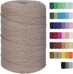 Cotton Macrame Cord 3mm 328yards Natural Colored Macrame Supplies, Soft Craft Cotton Rope for Plant Hanger Wall Hanger Dreamcatcher (Warm Gray)