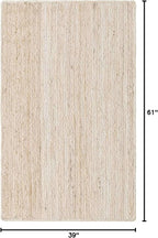 Unique Loom Braided Jute Collection Area Rug - Dhaka (3' 3" x 5' 1" Rectangle, White)