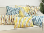 Boho Chenille Striped Pillow Cover 12x20 Inch, Decorative Lumbar Pillow Cover for Couch Bed Sofa Living Room Bedroom Farmhouse Modern Home Decor Accent Pillowcases Set of 2, Blue White