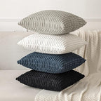 MIULEE Pack of 2 Corduroy Decorative Lumbar Throw Pillow Covers 20x12 Inch Soft Boho Striped Pillow Covers Modern Farmhouse Home Decor for Sofa Living Room Couch Bed Pure White