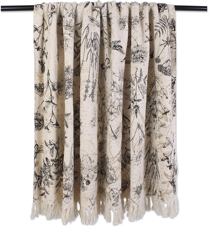 DII French Country Printed Woven Throw, 50x60, Botanical