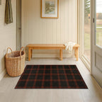 2x4 Retro Buffalo Plaid Indoor Entryway Runner - Front Door Mat Indoor Entrance, Non Slip Washable Rug for Kitchen, Living Room and Fireplace, Washable Easy Jute Red and Black Fall & Holiday Decor