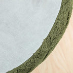 Fluffy Round Ottoman Pouf with All-in-One Foam Filling 20" x 14" Furry Ottoman Foot Rest Foot Stool for Living Room or Bedroom (Green)