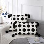 PANOD Super Soft Farmhouse Decorative Plush Throw Pillow Covers 20 x 20 Black,Solid Pom pom Tufted with Tassels Modern Accent Boho Square Cushion Cover Pillow Case for Couch Sofa