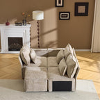VINGLI 111" Convertible Modular Sectional Sofa,Comfortable L Shaped Reversible Couch with Ottoman, Removable 3 Seater Boneless Modern Couch, Durable Chenille Cloud Sofa for Living Room,Khaki