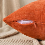 Set of 4 Soft Textured Decorative Throw Pillow Covers 18x18 Inch Cozy Farmhouse Cushion Cover Square Accent Pillow Cases for Bed Couch Sofa Living Room, Burnt Orange