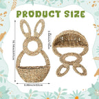 LemonRoad 16.1 Inch Easter Bunny Basket Easter Bunny Woven Wicker Basket Hanging Wall Rabbit Pocket for Spring Front Door Flowers Eggs Gifts Decor