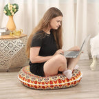 32 inches Meditation Floor Cushion for Adults, 2 Pack Round Large Thick Floor Pillow, Memory Foam Filling, Orange
