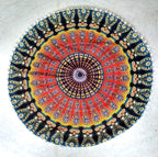 Mandala Floor Pillow Cushion Seating Throw Cover Hippie Decorative Bohemian Ottoman Poufs, Pom Pom Pillow Cases,Boho Indian (32 Inches, Multi Pigment)