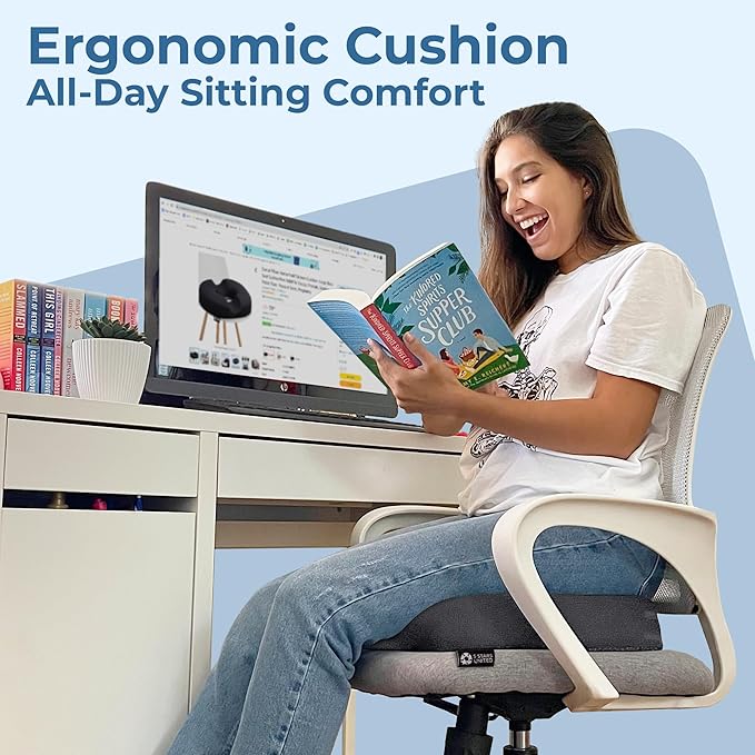 5 STARS UNITED Donut Pillow Hemorrhoid Tailbone Cushion – Large Cushion for Pain Relief – Coccyx, Prostate, Sciatica, Pelvic Floor, Pressure Sores, Pregnancy, Postpartum Recovery, Dark Gray