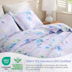 JSD Hydrangea Floral Quilt Set Twin Size, 2 Piece Printed Bedspreads Coverlet with Pillow Sham, Lightweight Quilted Blanket