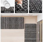 KIMODE Kitchen Mats Cushioned Anti Fatigue, Black Farmhouse Kitchen Rugs Sets of 2, Padded Kitchen Floor Mats, Non Slip Standing Mats for Sink Laundry Office Desk 17"x59"+17"x29"
