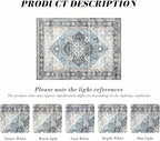 Area Rug 3×5, Vintage Boho Rug,Ultra-Soft Low Pile, Washable, Non Slip,Stain Resistant Printed Carpet for Living Room Bedrooms Playroom Office Kitchen, Blue/Navy