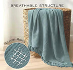 KyraHome 100% Cotton 104"x90" King Size Cotton Blankets for Adults, Kids, Couch, Plant Dyed Pre-Washed Breathable Lightweight Gauze Muslin Bed Blanket, All Season, Slate Blue