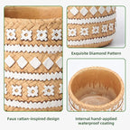 Concrete Rattan-Style Plant Basket Planter, 5" Plant Pots Indoor Outdoor with Drainage Hole, Boho Flower Pot for Succulents, Herbs, Modern Farmhouse Decor, Ideal Gift for Plant Lovers