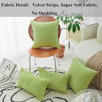Home Brilliant 20x20 Spring Pillow Covers Set of 2 Throw Pillows Striped Velvet Cushion Cover Decorative Throw Pillows for Chair Couch Bedroom Decor, 50cm, 20 x 20 Inch, Apple Green