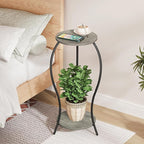 Plant Stand Indoor, 2 Tier Round Tall Plant Stand, Flower Pot Stand, Plant Shelf Rack, Corner Plant Stand for Planter Garden Balcony Patio Living Room, Grey