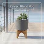Ceramic Planter With Stand Indoor Plant Stand – Elevated Plant Stand For Displaying Greenery, Living Room, Bedroom, Office, Or Patio, Minimalist Garden Accent For Home Decor – 7", Gray